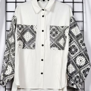 Oversized Paisley Square Jacket Top Size Small